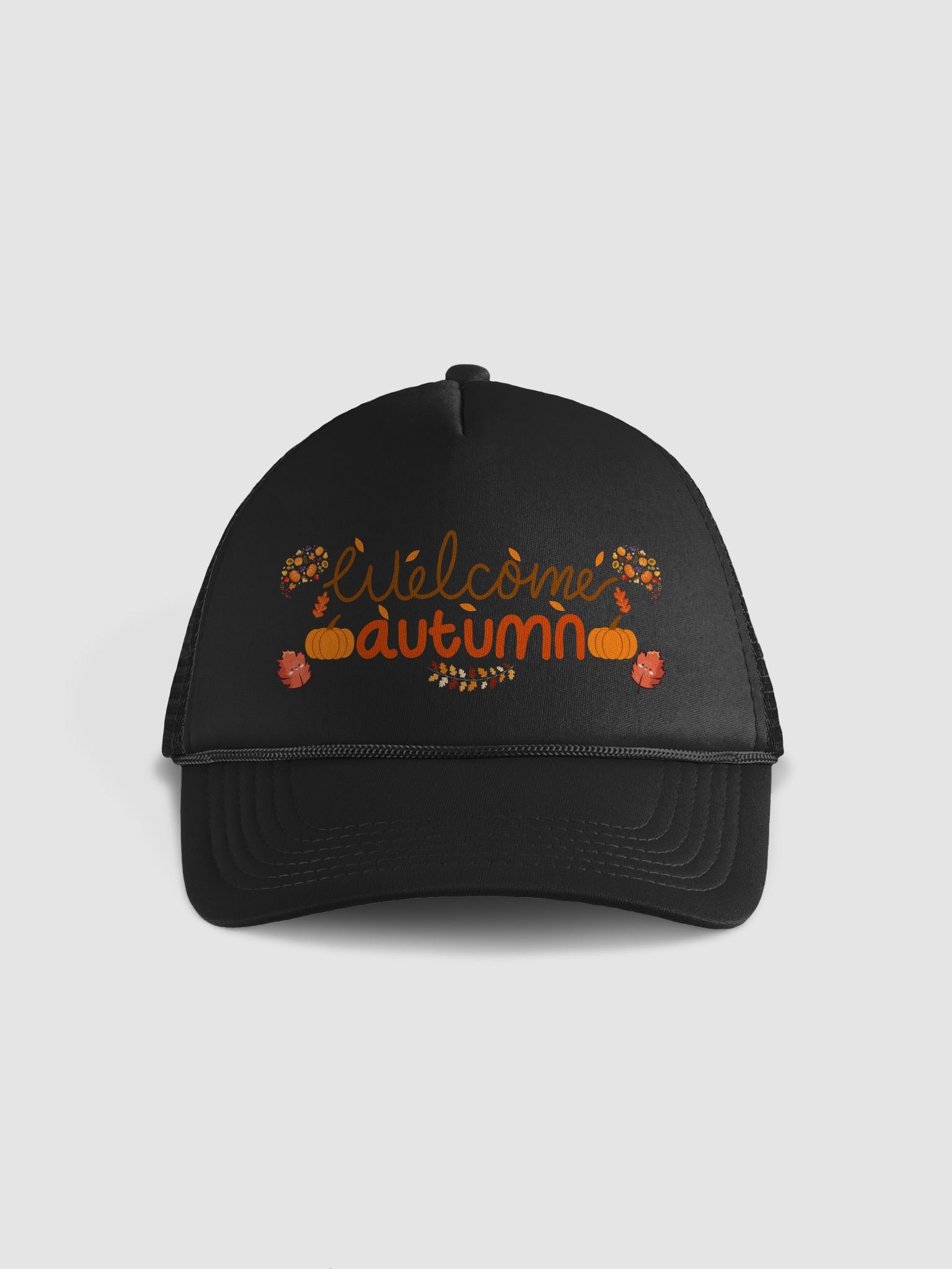 Welcome Autumn Pumpkin & Leaf Trucker Cap product image (1)