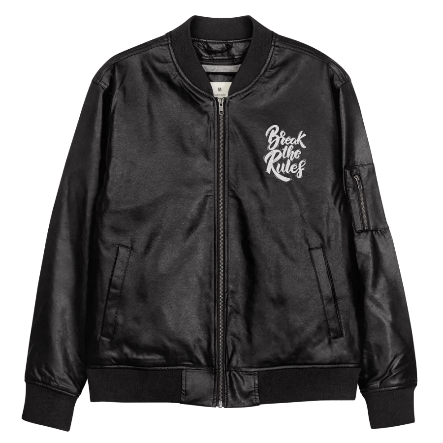 BREAK - Pixelated Portrait Faux Leather Bomber Jacket product image (11)