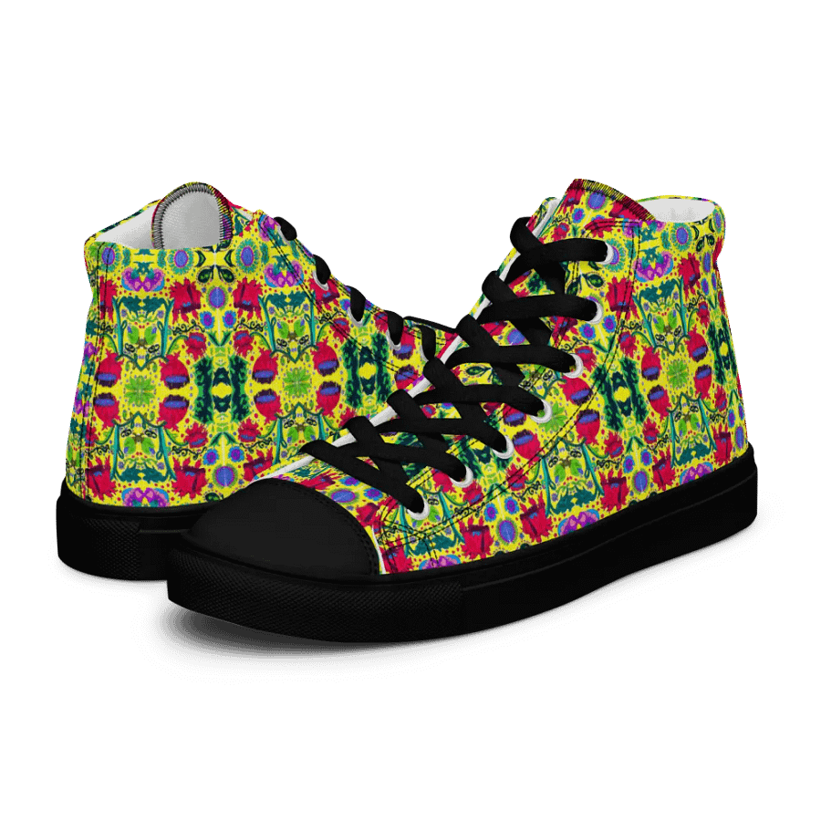 Abstract Poppy Flowers Ladies High Top Canvas Shoes product image (10)