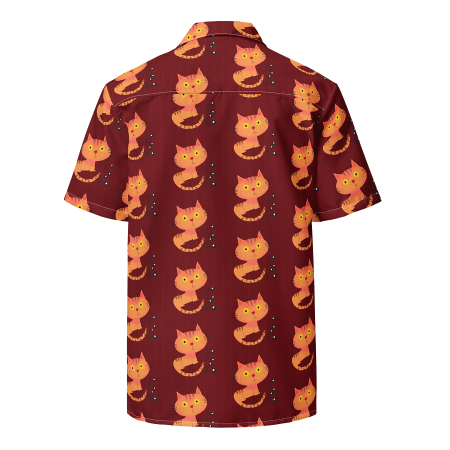 Feasting Ginger Kitty Button-Down Hawaiian Shirt - Burnt Orange product image (2)