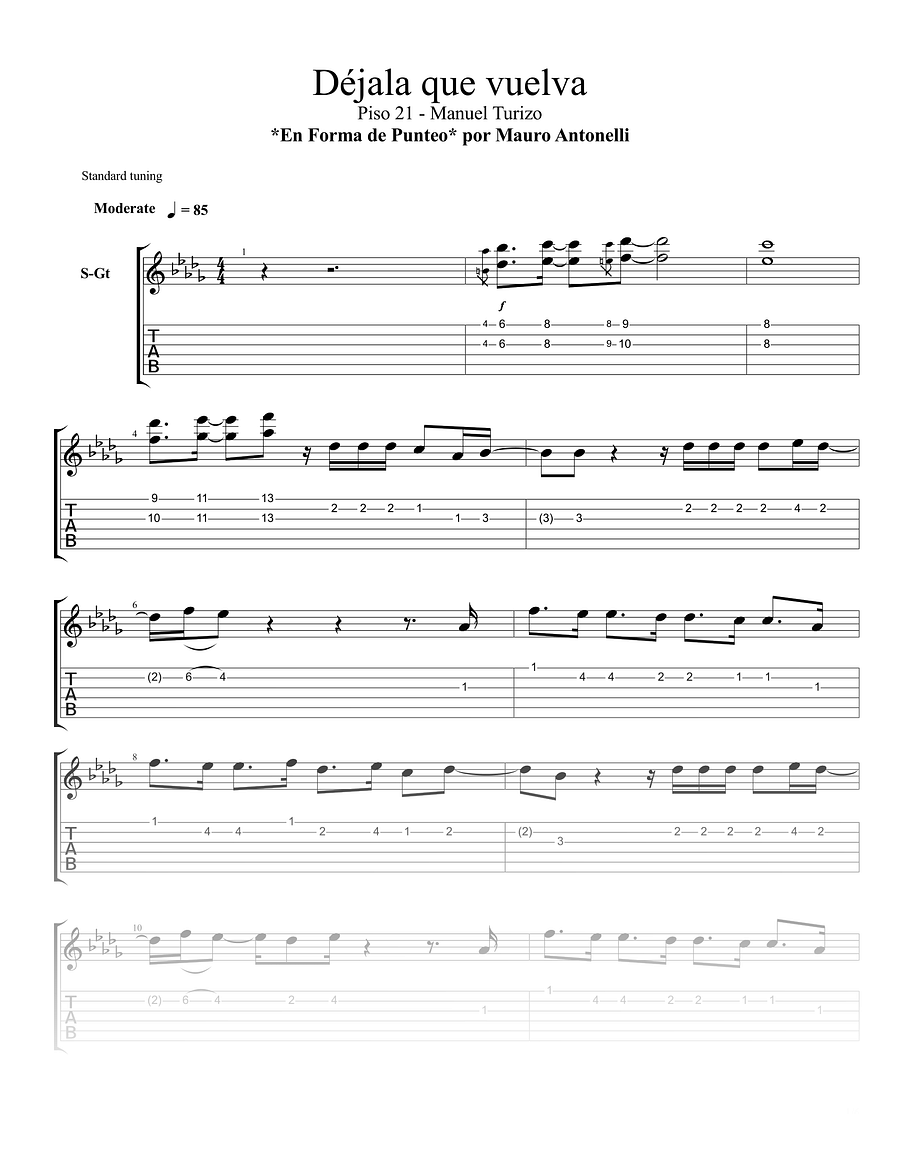 Déjala que vuelva - Partitura + Tab + Acordes + Pista + gpx product image (1)