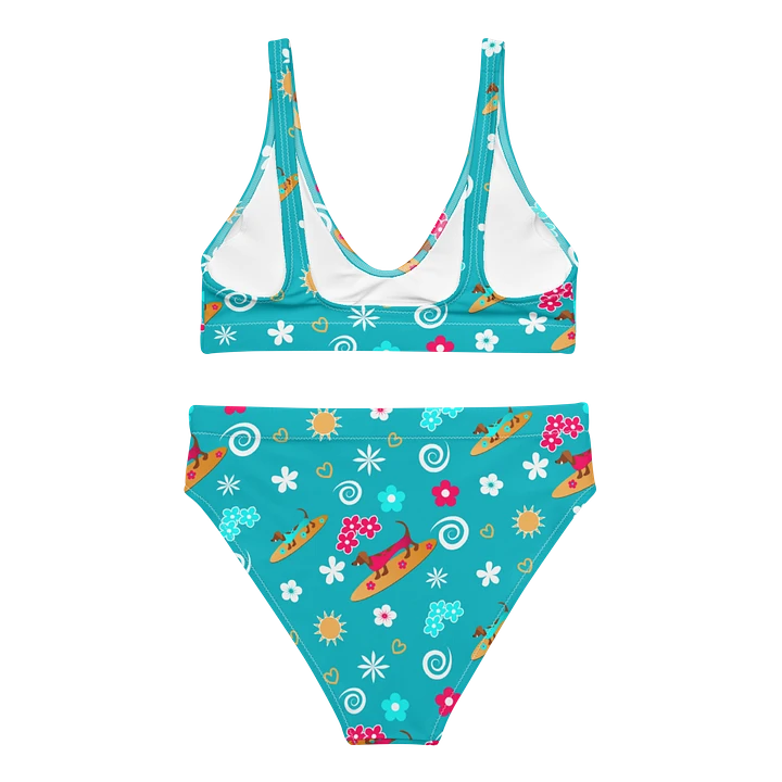 Surfing Dachshund Pattern High Waisted Bikini product image (2)