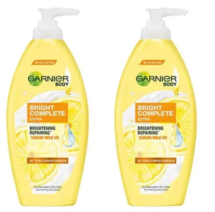 2 X 400ml Garnier Body Bright Complete Extra Bright Reparing Serum Milk UV Lemon product image (1)