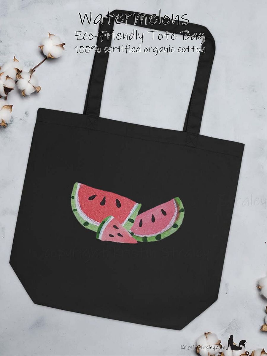 Juicy Watercolor Watermelons Eco Cotton Reusable Tote Bag product image (2)