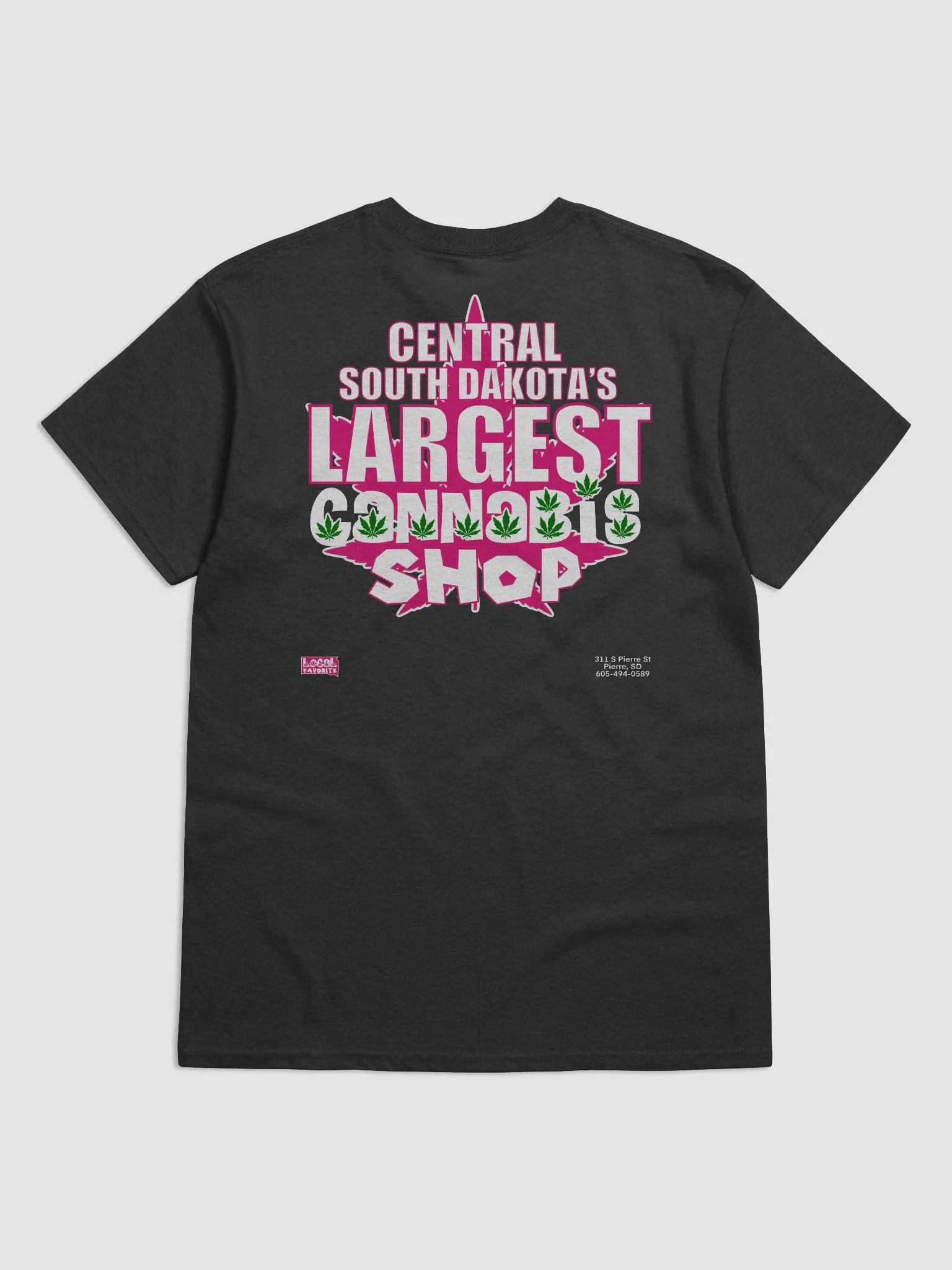 Hemp Quarters Pink Logo w/ Back Black T-Shirt product image (2)