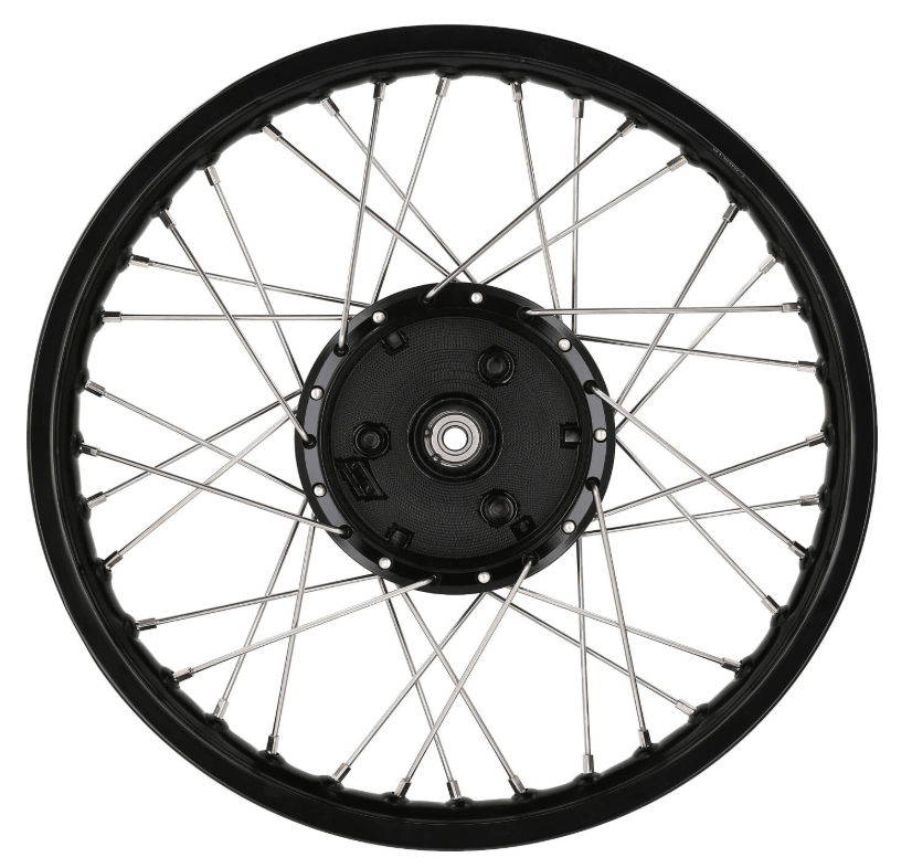 Tuning-Speichenrad 1,5 x 16" Alufelge Schwarz eloxiert + Edelstahlspeichen product image (2)
