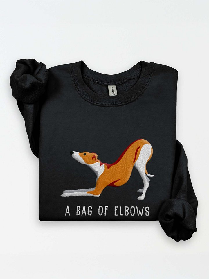 A Bag of Elbows Sweatshirt (Embroidered) of an Italian Greyhound(Tan & White) product image (1)