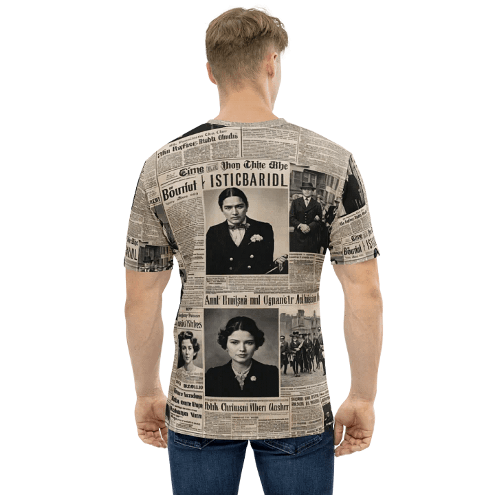Vintage Newspaper Collage All-Over Print Tee product image (2)