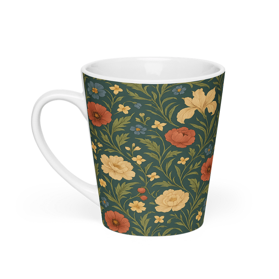 Vintage Rose and Peony Latte Mug – 12 oz Ceramic Coffee Cup, Dishwasher & Microwave Safe product image (1)