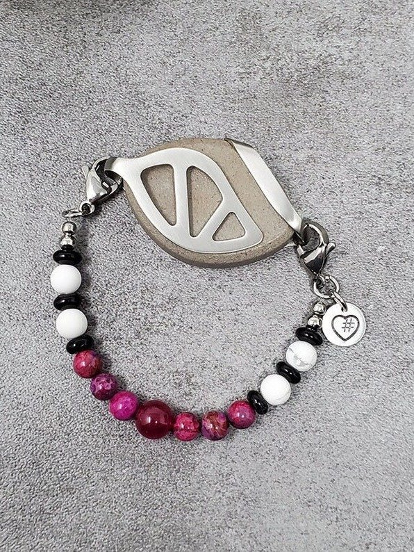 Twin Flame Bracelet | Agate, Howlite & Pink Crazy Lace | Handmade Accessory for Bellabeat Leaf Urban & Ivy product image (1)