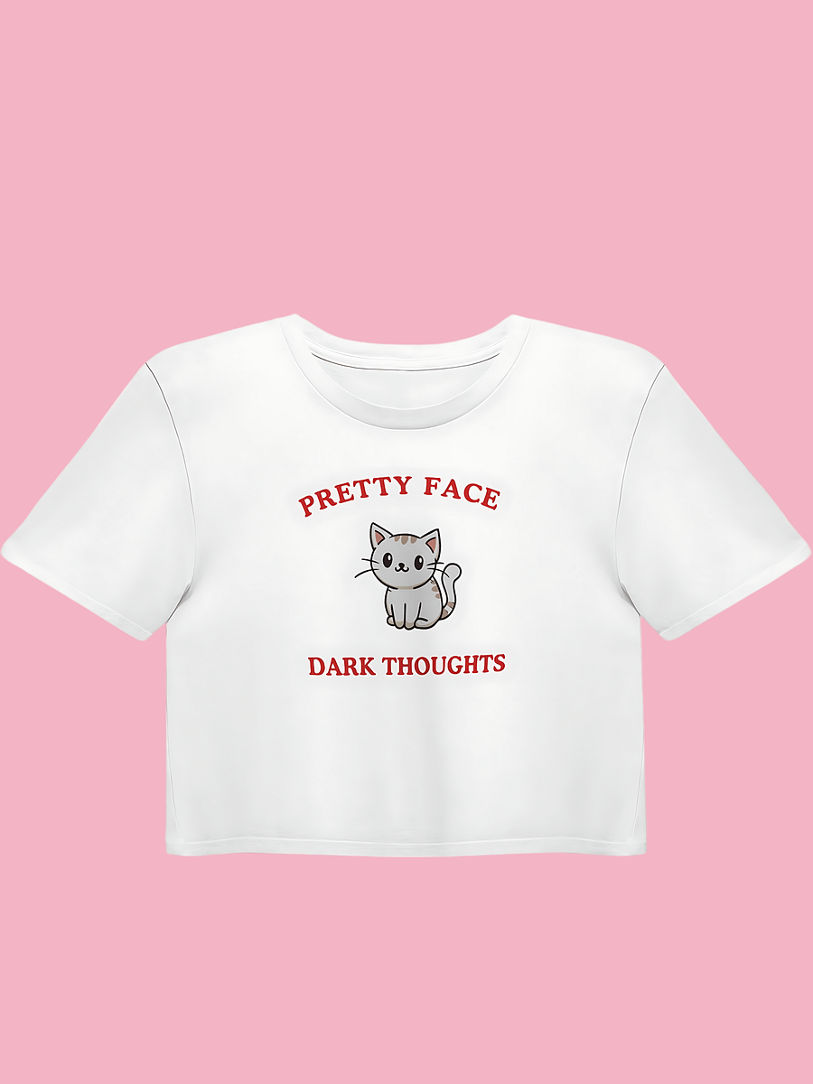 Pretty Face, Dark Thoughts Women's Crop Top product image (1)