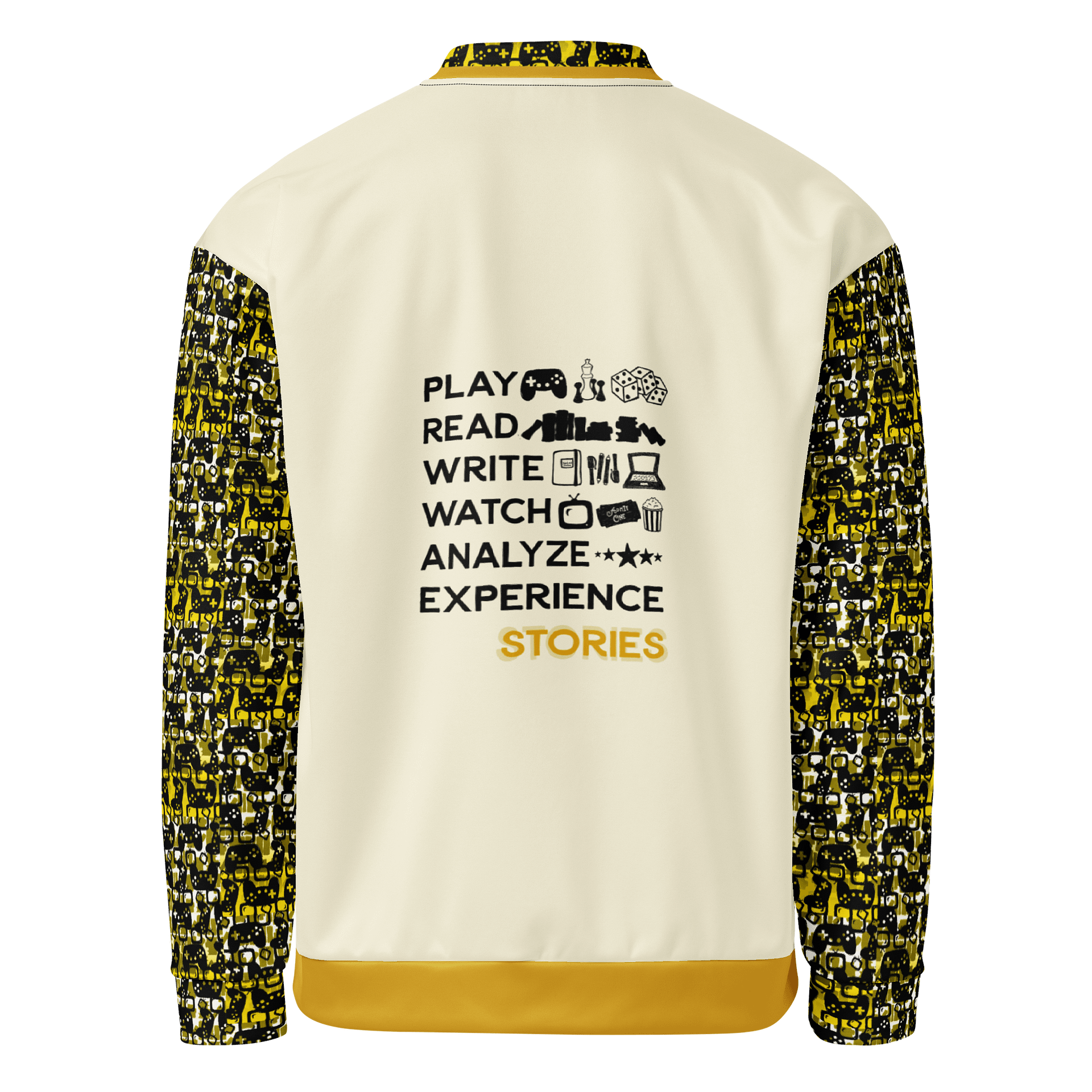 Experience Stories Unisex Bomber Jacket (Gold, Yellow, and Black) product image (4)