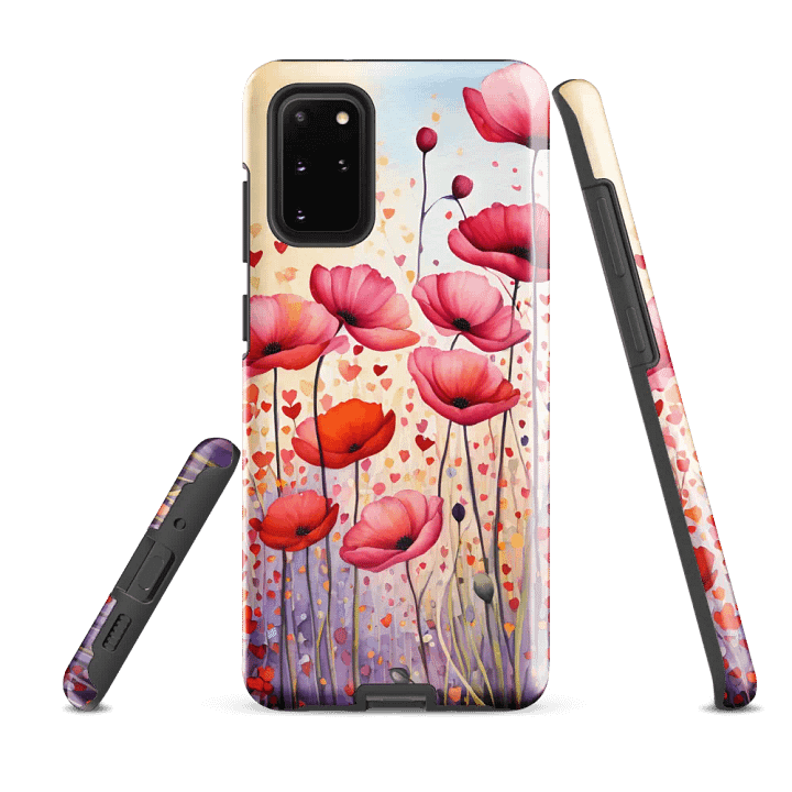 Tough Phone Case for Samsung® - Watercolor Pink Poppies Floral Design product image (2)
