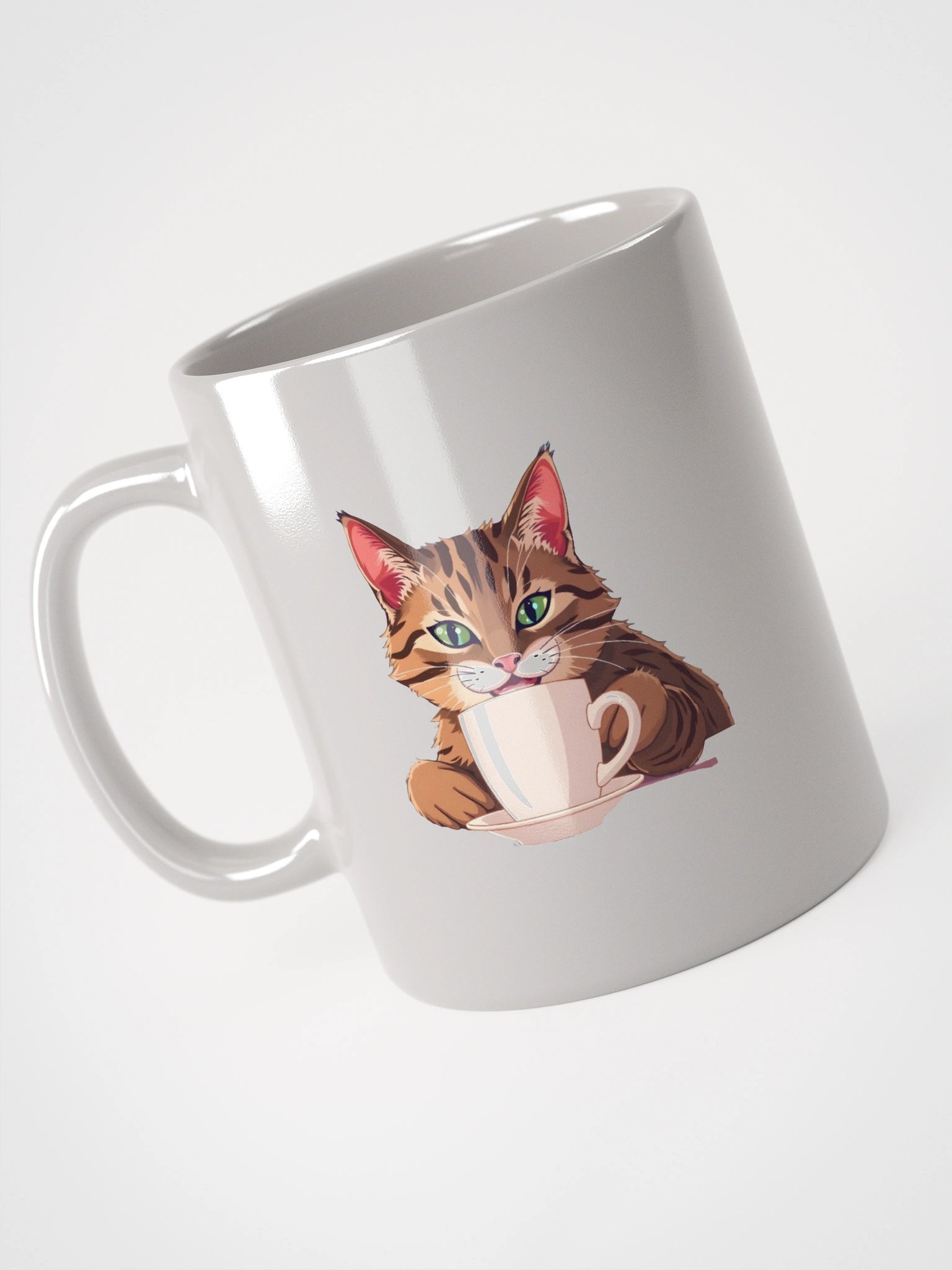 White Glossy Mug-Caffeine Cat product image (11)