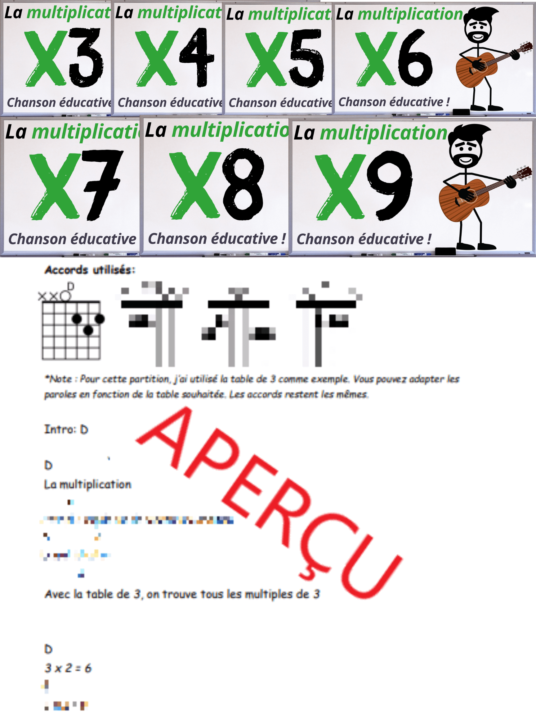 Les tables de multiplications (x3 à x9) - Accords de guitare product image (1)