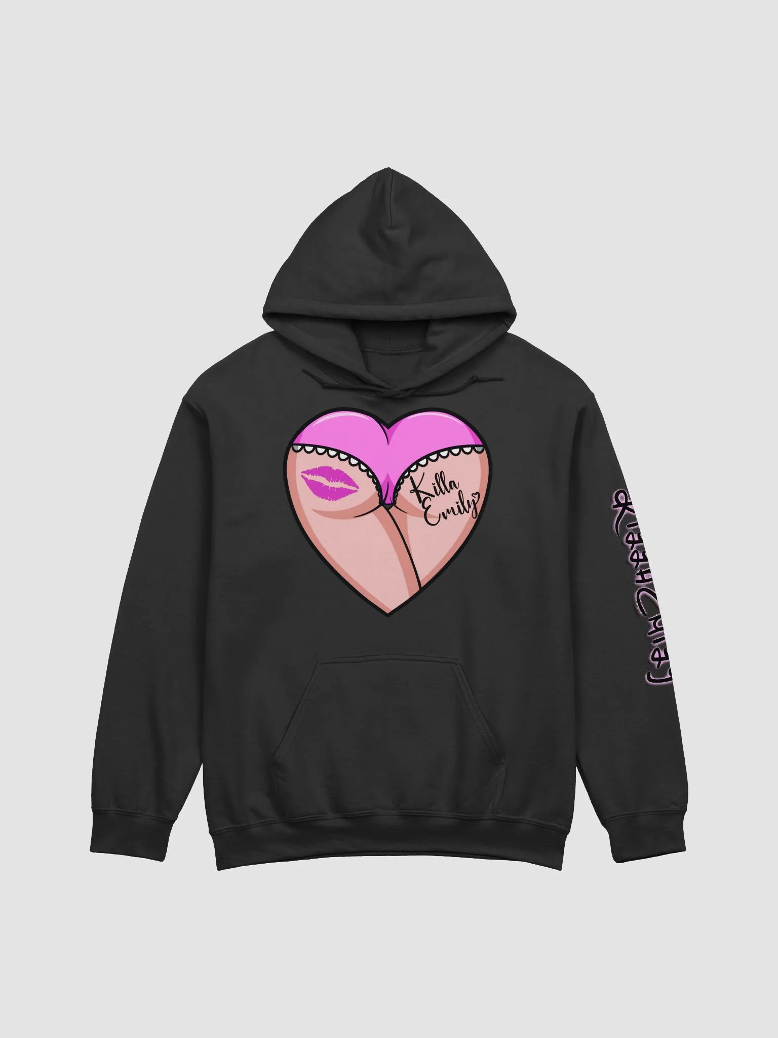 UNISEX KILLA EMILY PINK HEART BUTT LOGO HOODIE product image (1)