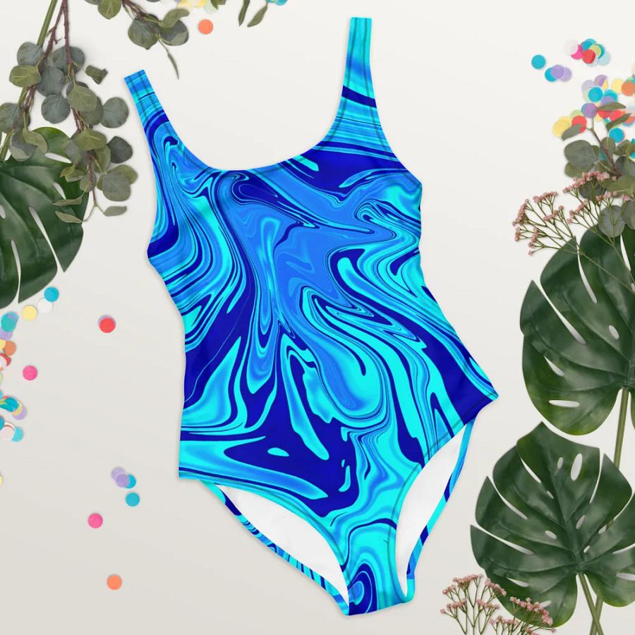 Swim Suit - Light and Dark Blue Digital Fluid Art product image (7)