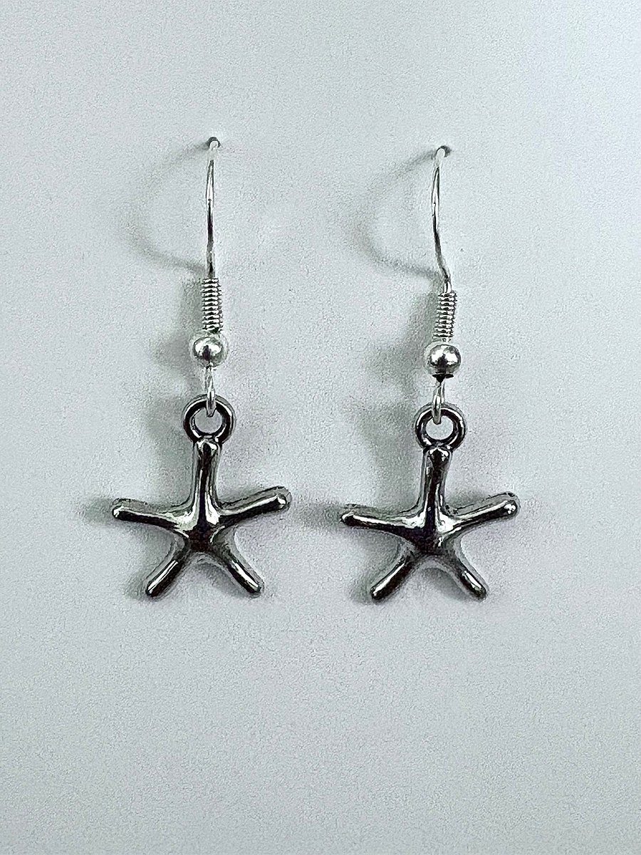 Handmade Silver-Tone Metallic Starfish Earrings | Style 1 | Monique Faella Designs™ | MFD-00118, MFD-00120, MFD-00121 product image (1)