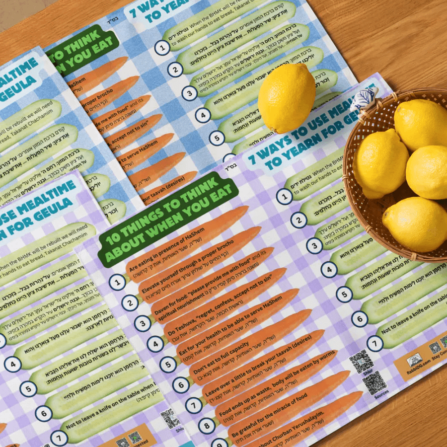 Placemat Set (4): 10 Things to think about when you Eat, 7 Ways to Yearn for Geula when you Eat product image (11)