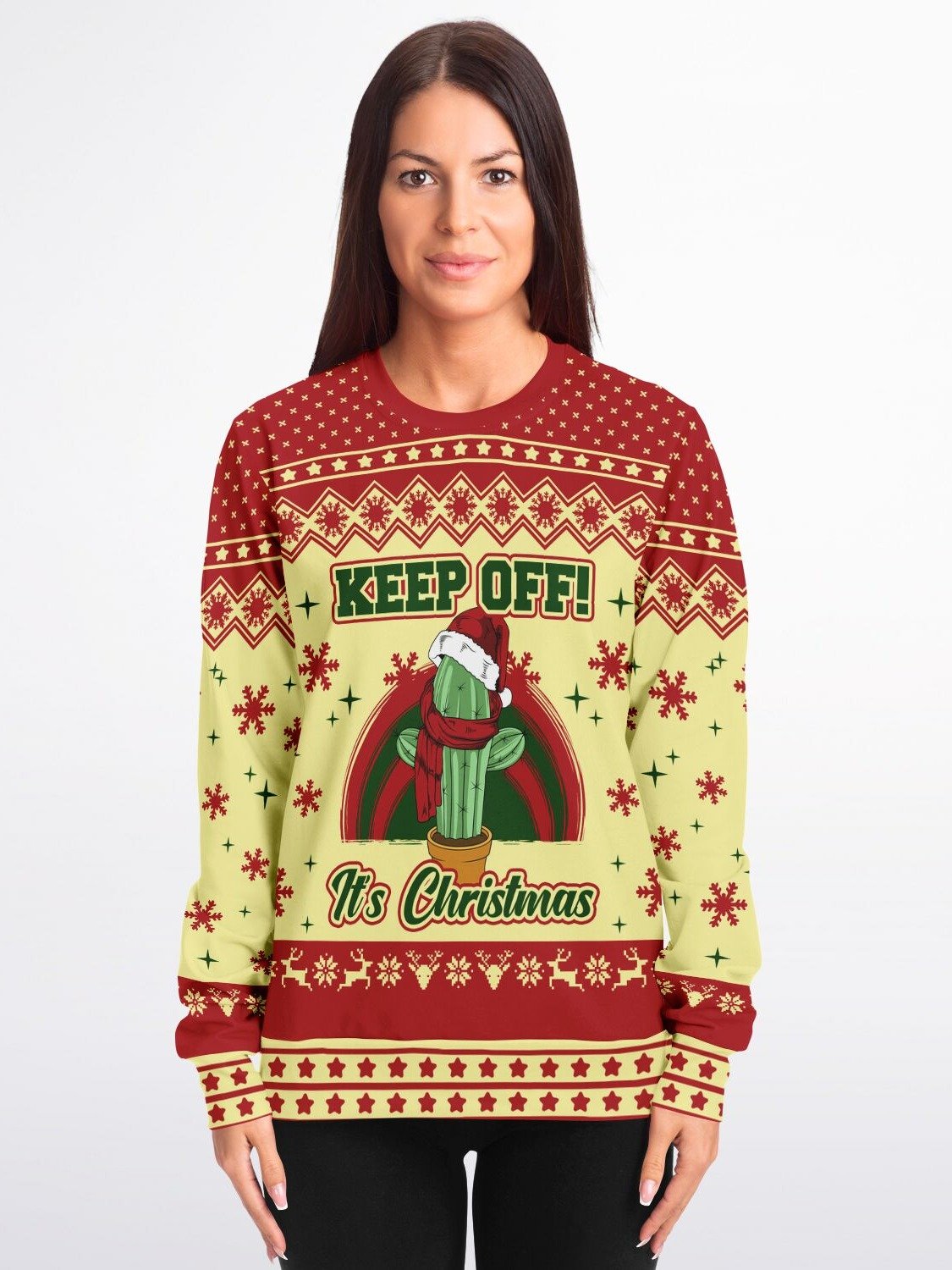 "Keep Off" Cactus Christmas Sweatshirt | Funny Ugly Christmas Sweater | Sassy Holiday Party Outfit product image (3)