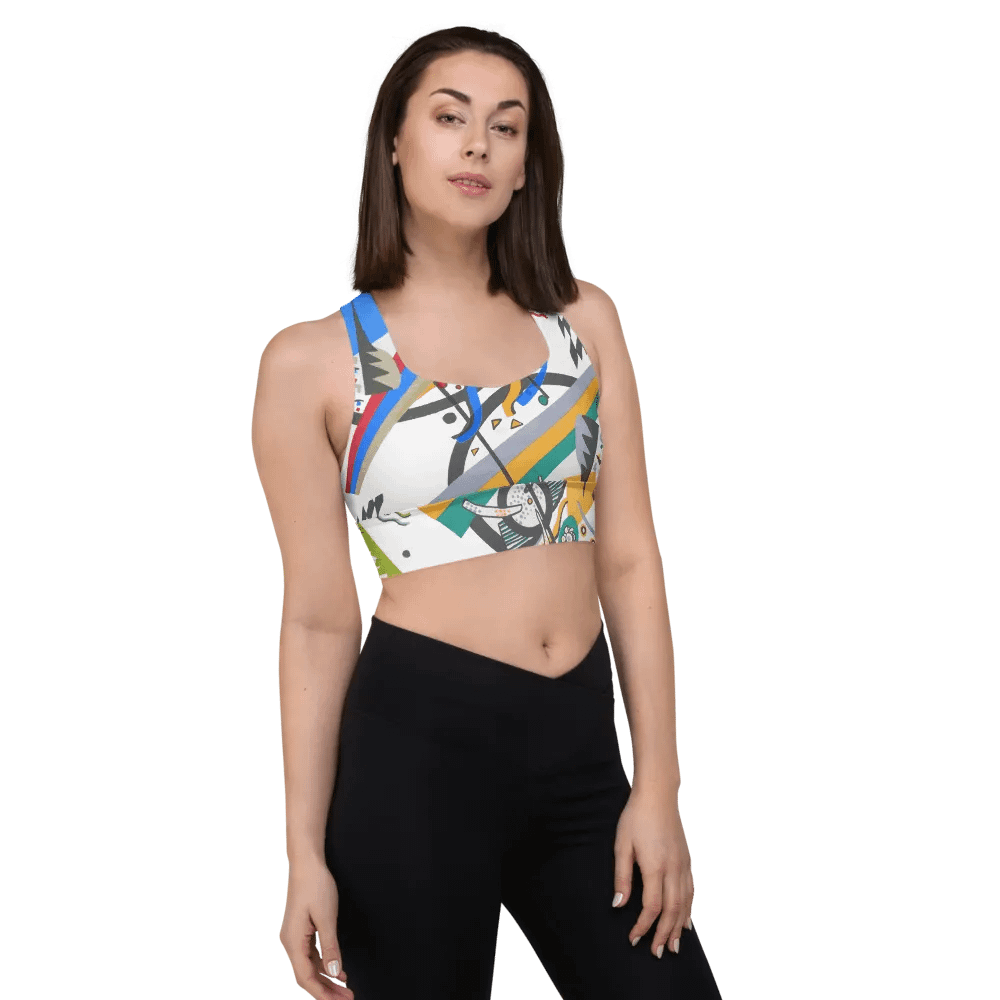 Abstract Lithographic Pattern Design Longline Sports Bra - V4 product image (5)