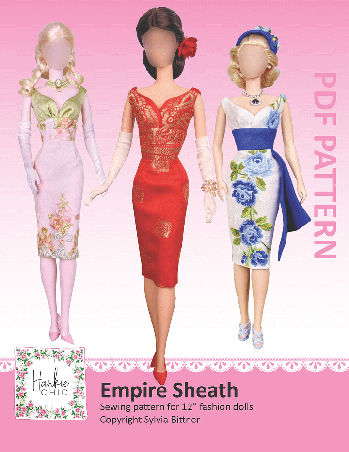 Empire Sheath sewing pattern for 12" fashion dolls product image (1)