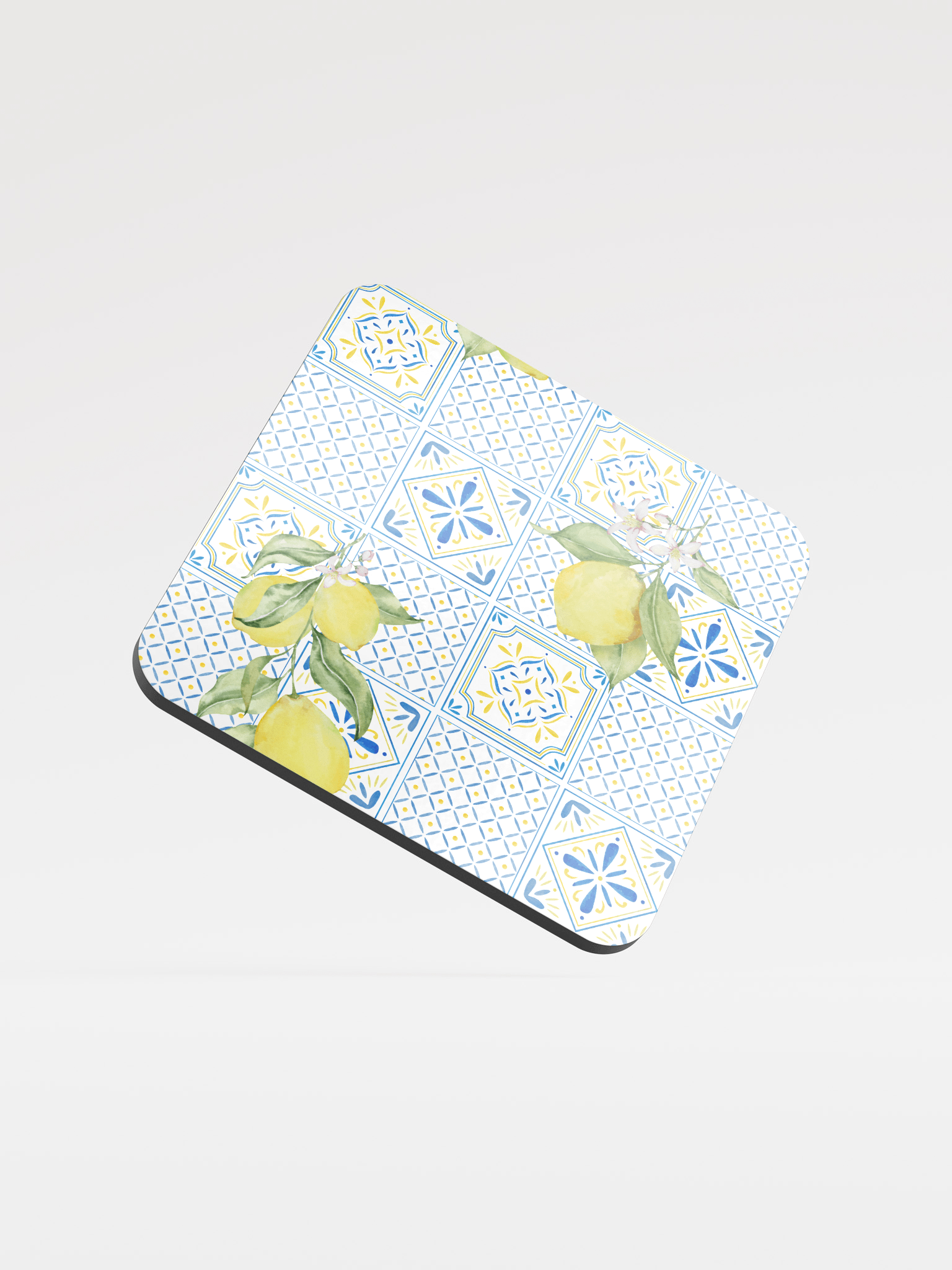 Mediterranean Lemon Tile Glossy Drink Coaster product image (2)