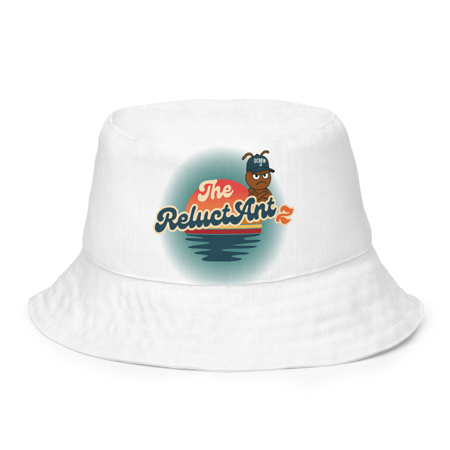 Reversible Screw U Bucket Hat by The ReluctAntz - White product image (1)