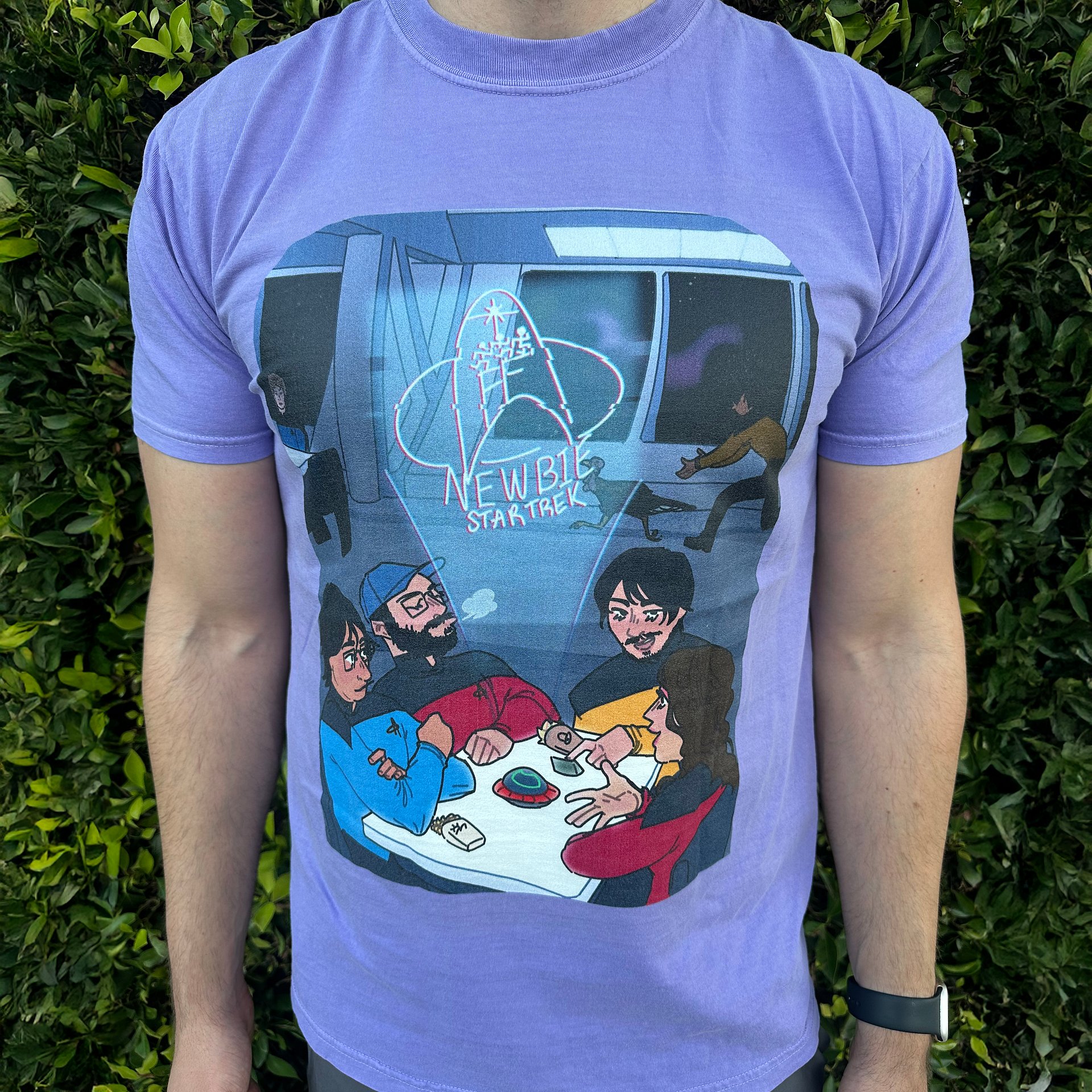 "Chillin' in Ten Forward" T-shirt by SKELERANG (Purple) product image (2)