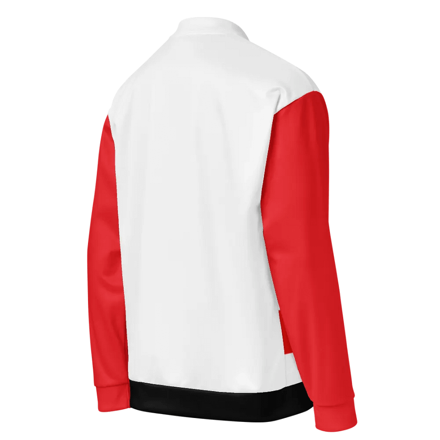 Black/White/Red Bent Lines Unisex Bomber Jacket product image (5)