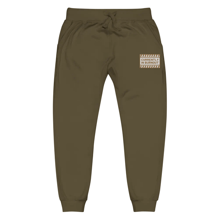 CURRENTLY IN BURNOUT (brass design) embroidered fleece joggers product image (6)