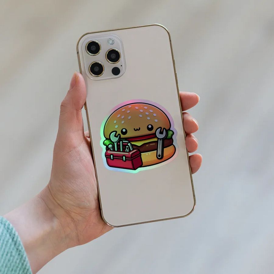 Whimsical Burger Wrench Holographic Sticker Sheet product image (8)