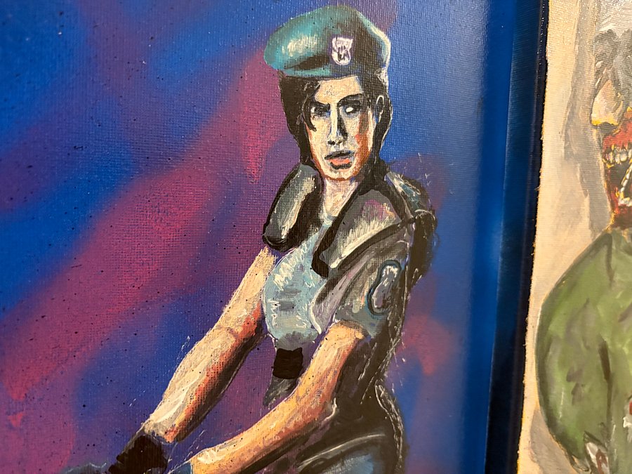 16x20 Resident Evil Jill Valentine & Hiding Zombie Art - Two Tier - 3D Painting with Depth - One of a kind! product image (4)