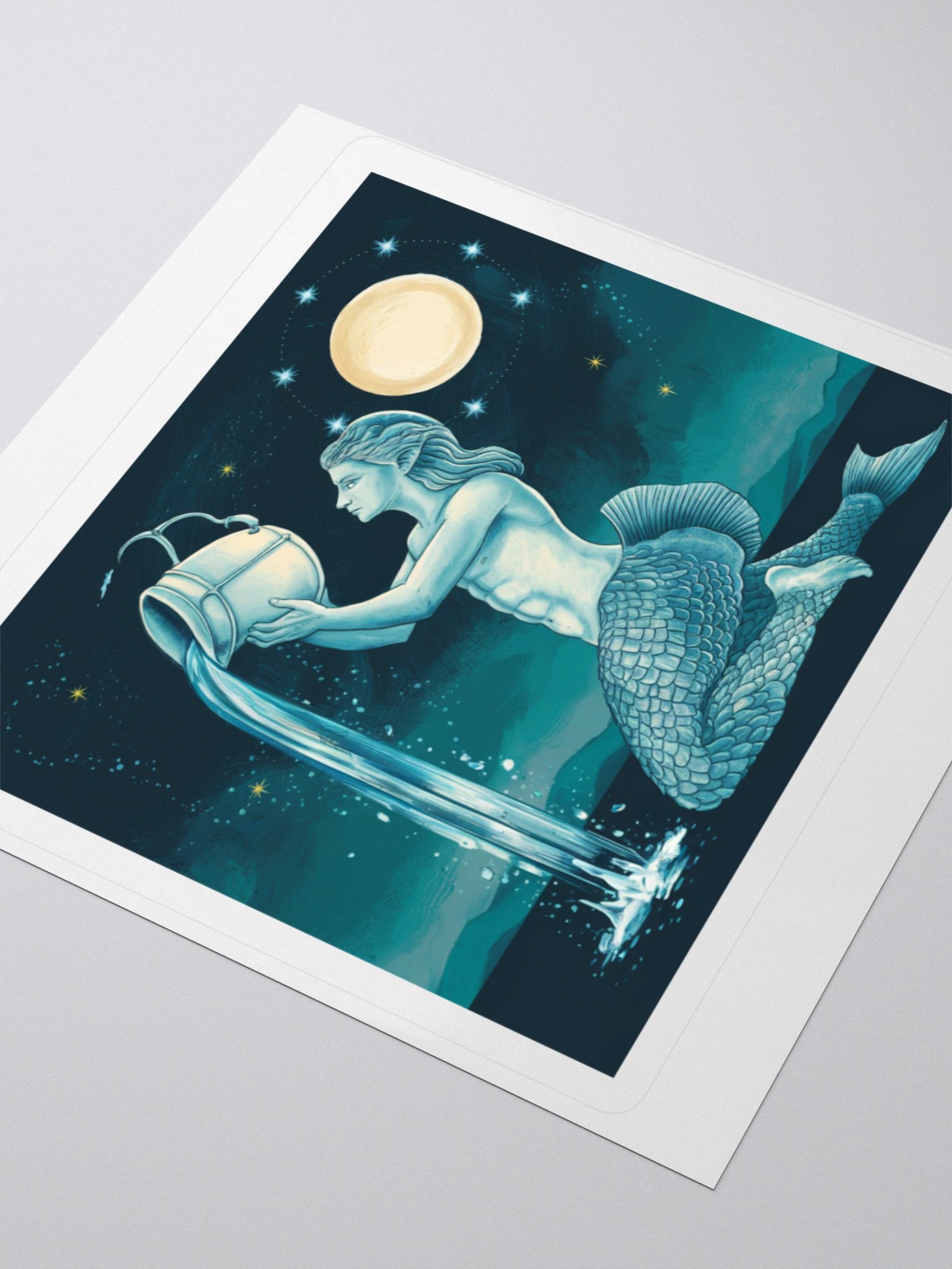Aquarius Celestial Water-Bearer Vinyl Sticker - Exclusive Zodiac Art product image (9)