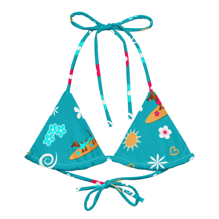 Surfing Dachshund Pattern String Bikini Top product image (1)