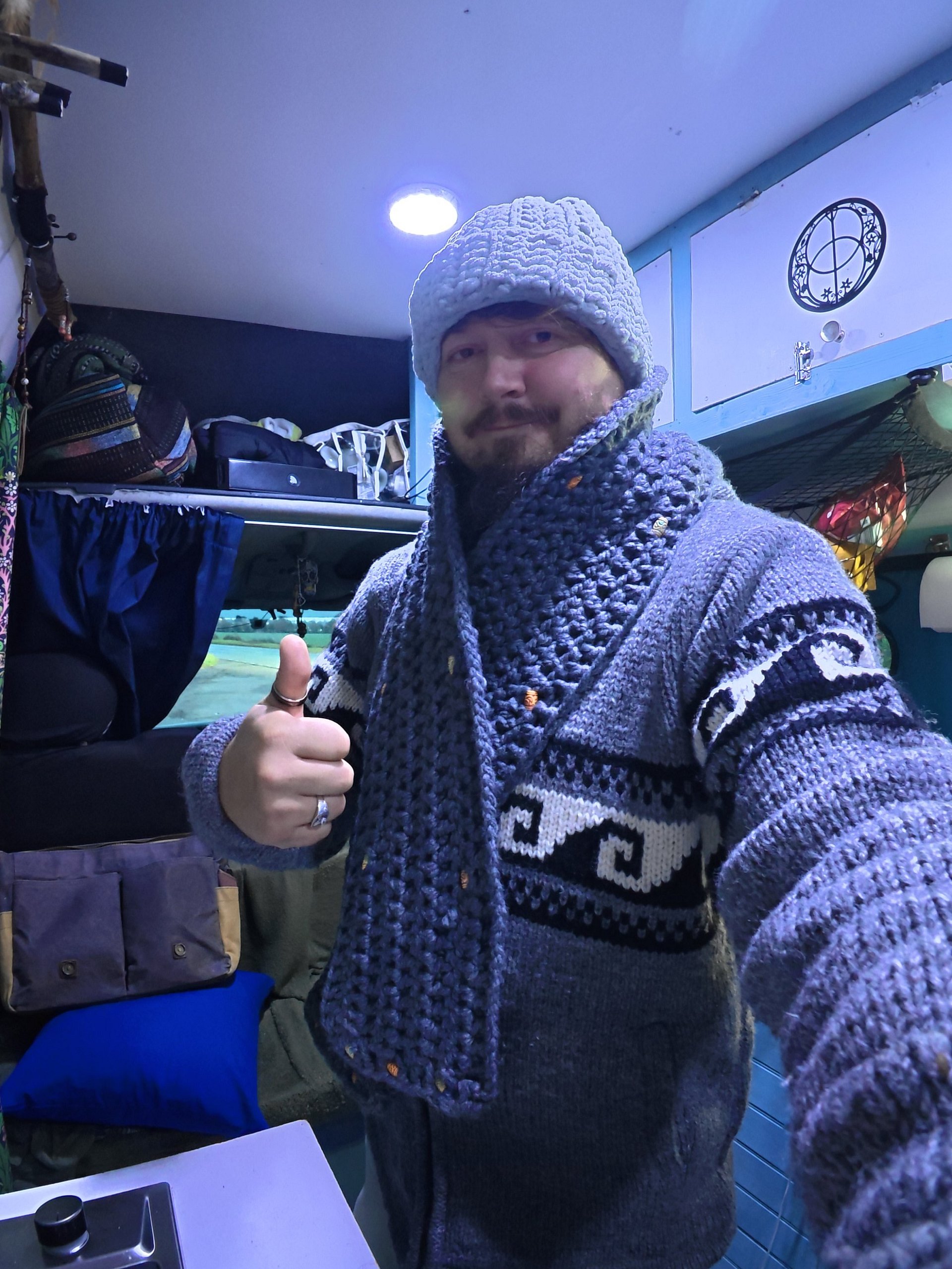 Crocheted Grey Chunky Scarf With Inset Beads - One Off product image (2)