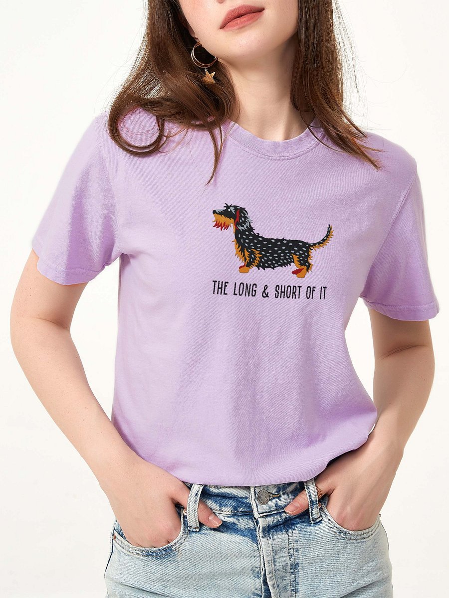 The Long & Short of It T-Shirt(Embroidered) of a Wirehaired Dachshund(Salt & Pepper) product image (2)