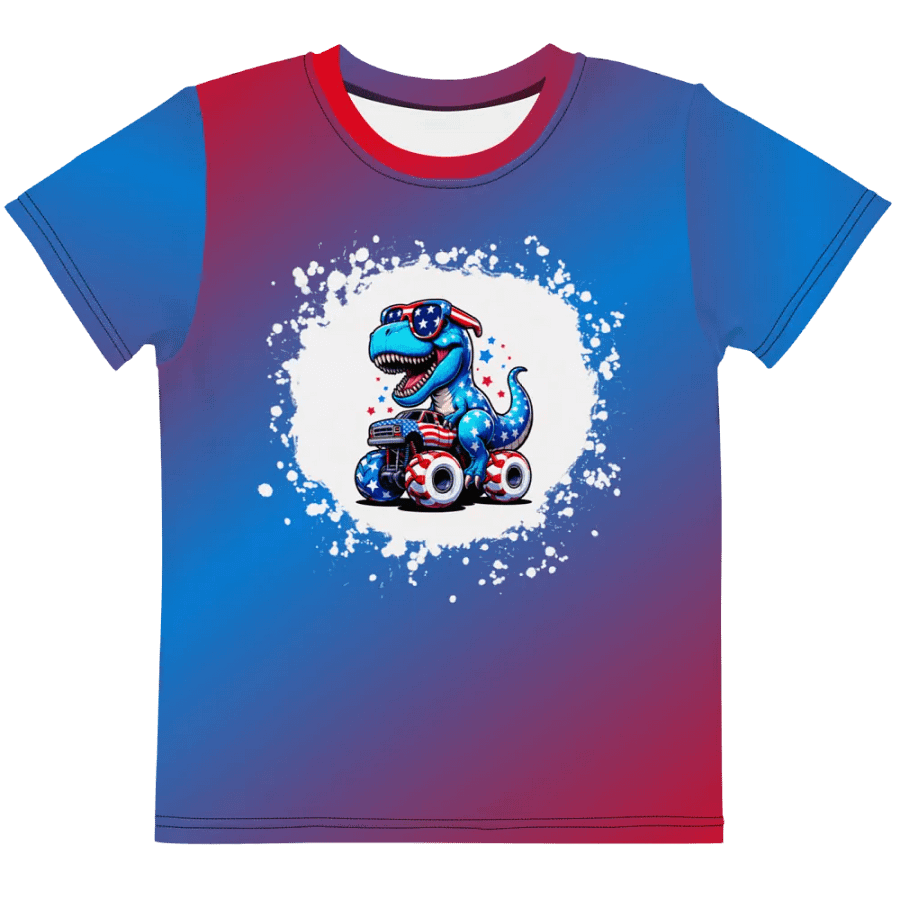 Patriotic T-Rex Riding Monster Truck With Bleach Effect product image (7)