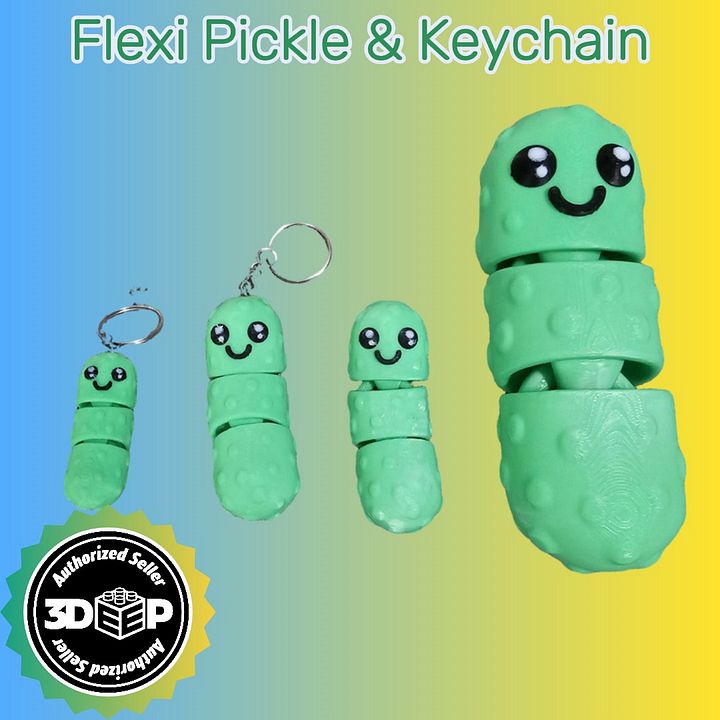 Flexi Pickles & Pickle Keychains – Articulated Fidget Toy in Multiple Sizes | Cute Pickle Gift for All Ages product image (1)
