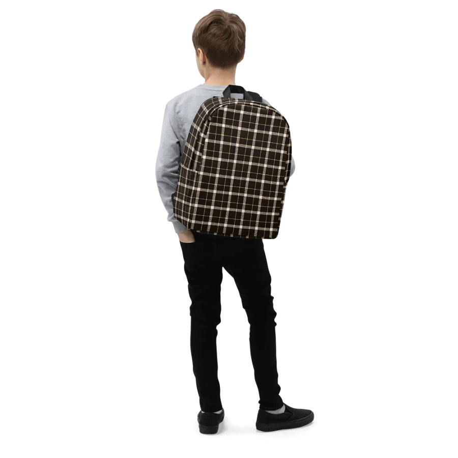 Brown Tartan, Dark Academia Chocolate Brown Backpack product image (5)