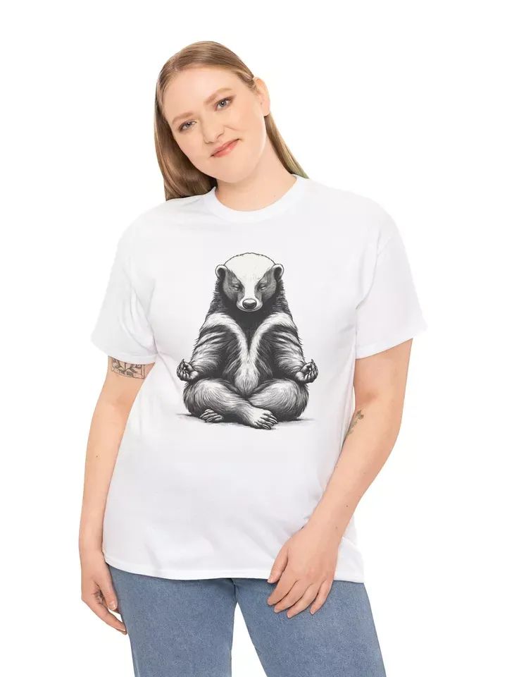 Honey Badger Doing Yoga Funny T-shirt - Novelty Meditation Men Women Graphic Tee product image (1)