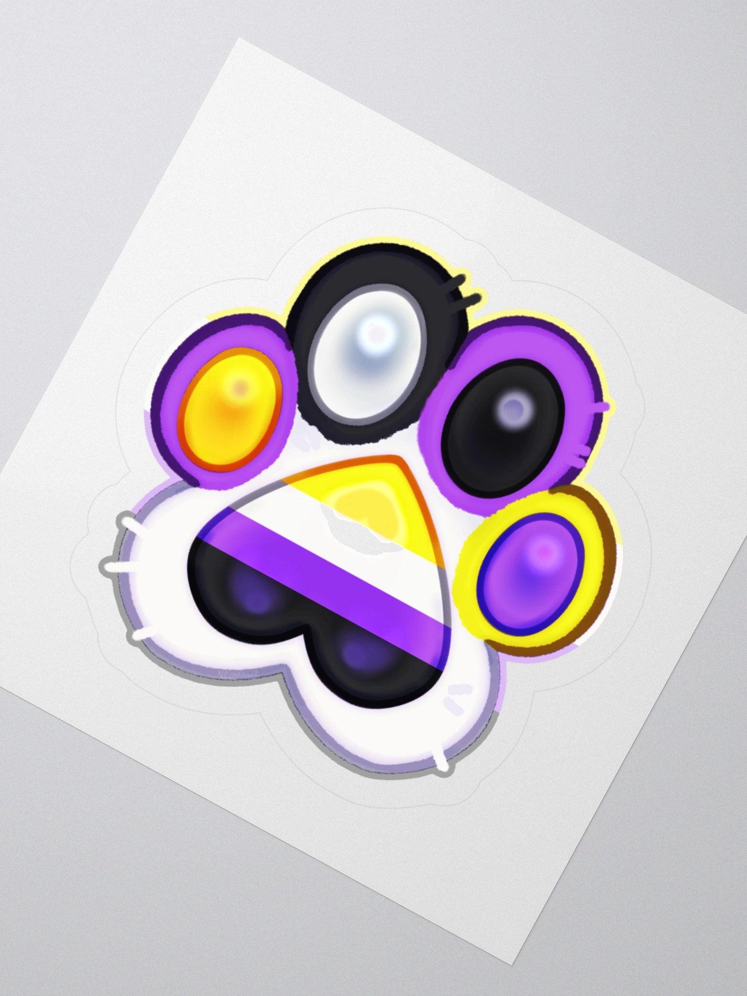 Nonbinary Pride Paw Print Kiss Cut Stickers product image (6)