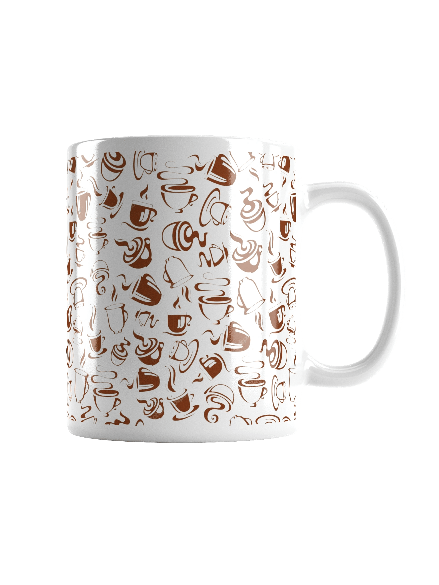 Coffee Cups and Mugs Seamless Pattern Print White Glossy Mug product image (1)