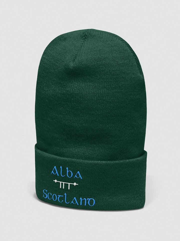 Scotland/Alba Scholastic style Ogham, blue and white, embroidered Cuffed Beanie product image (31)
