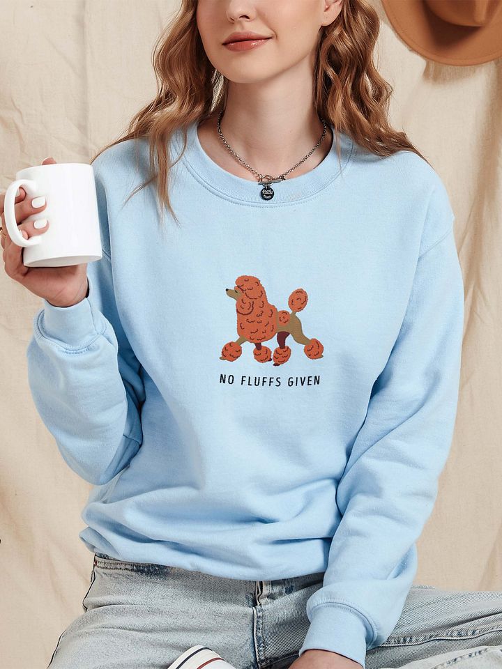 No Fluffs Given Sweatshirt (Embroidered) of a Standard Poodle(Orange) product image (2)