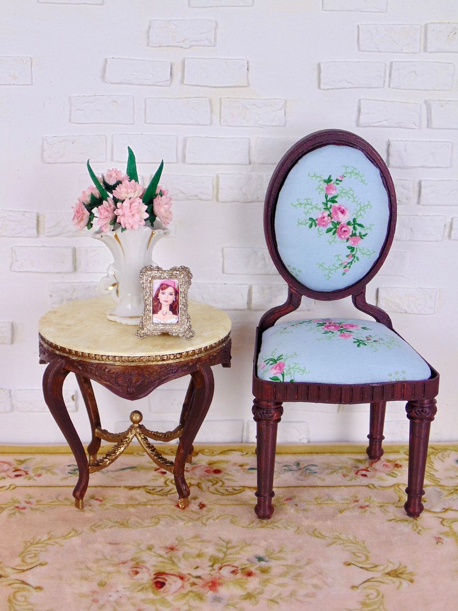 1:6 scale chair for 12” fashion dolls BLUE FLORAL product image (5)
