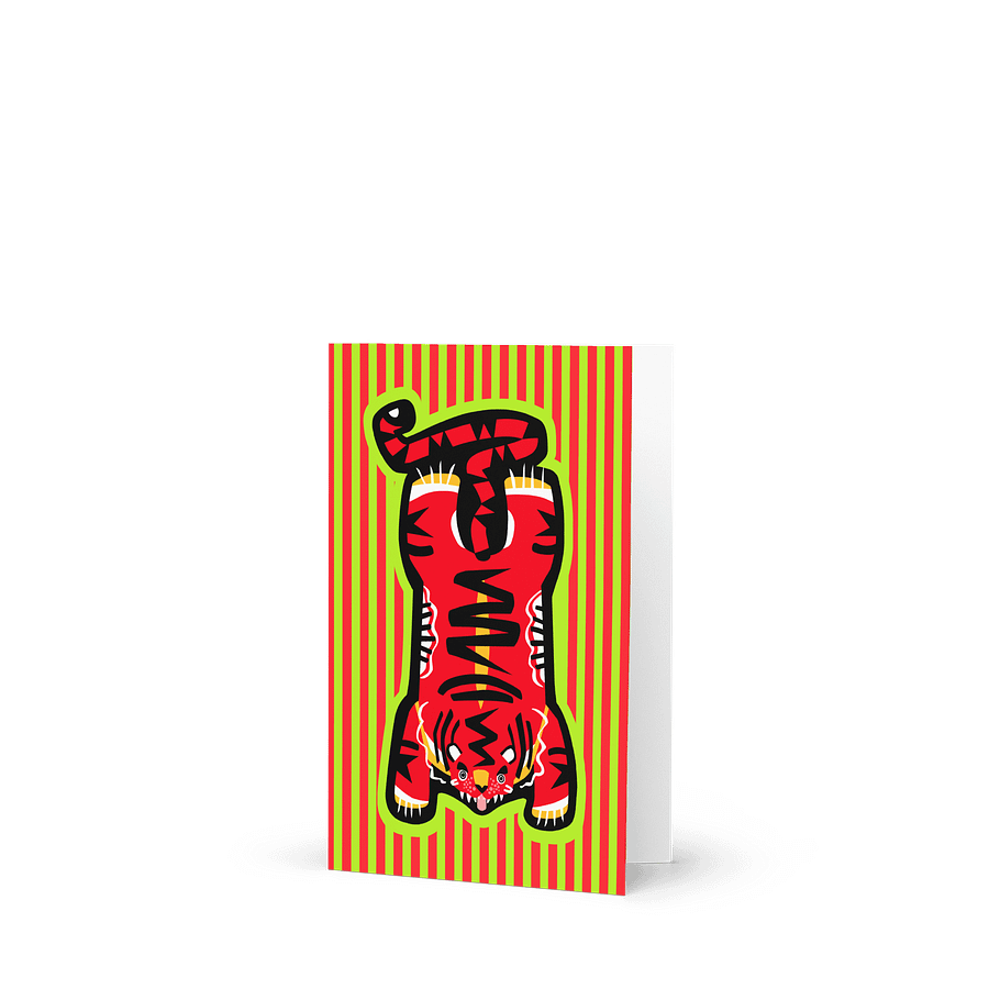 Red Electric Tiger on Stripes - Greeting Card product image (2)