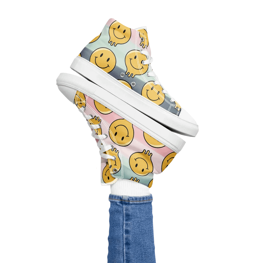 'Happy Face' Women's Handmade High Top Canvas Shoes product image (9)