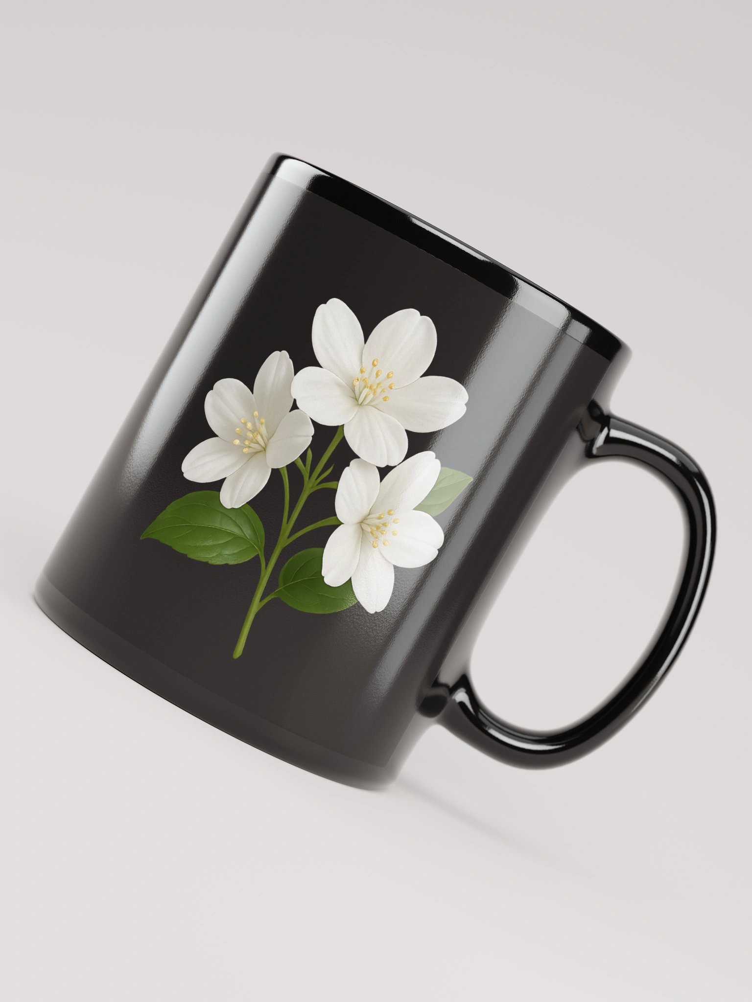 Floral Elegance Black Glossy Mug product image (8)