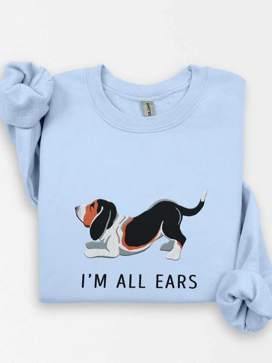 I'm All Ears Sweatshirt (Embroidered) of a Basset Hound(Tricolor) product image (1)